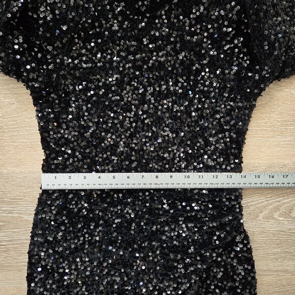 Likely Lisanna Black Mini Dress $378 Size 6 Sequin New Without Tags Long Sleeves - Picture 8 of 17